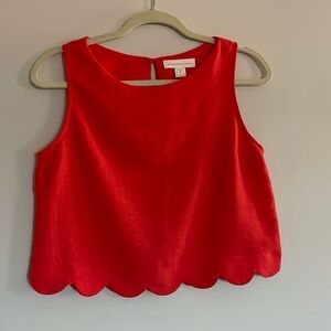 Monteau Scalloped Crop Top Orange/Red